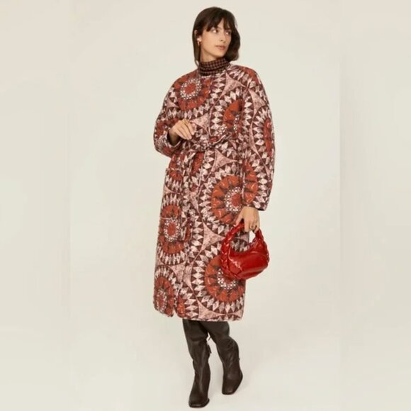 ULLA JOHNSON Marta Quilted Printed Cotton Coat Size Medium - Picture 1 of 11